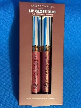 NEW ANASTASIA BEVERLY HILLS HIGH SHINE LIP GLOSS DUO METALLIC ROSE & ST. TROPEZ